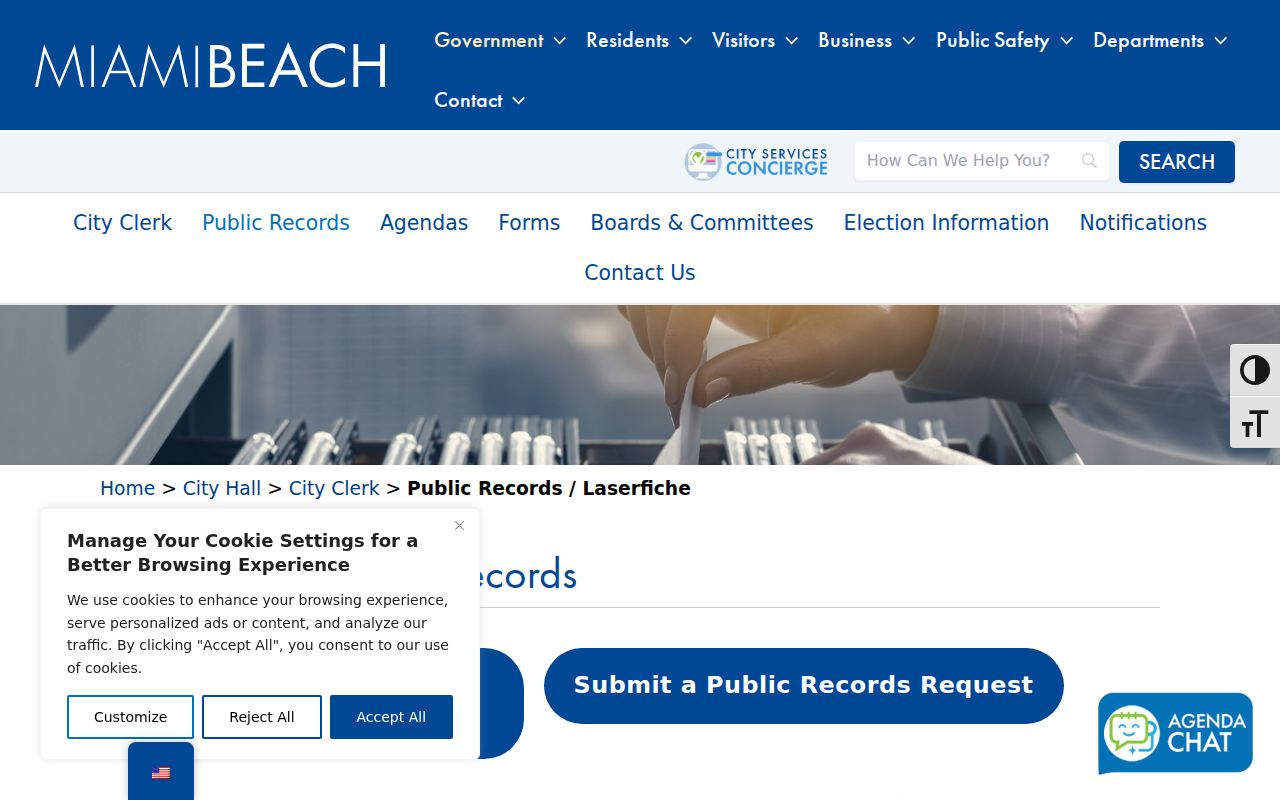 Miami Beach public records request channel for address records